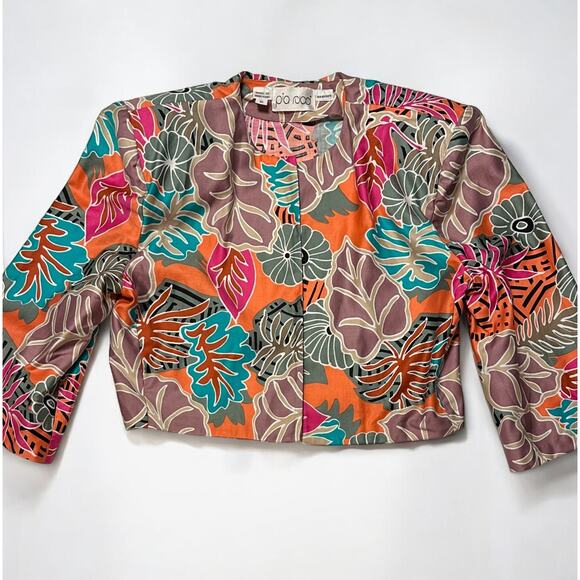 Vintage 80s Pia Rucci Tropical Bolero Jacket Sz 10 Colorful Cropped Retro Glam - Picture 6 of 9